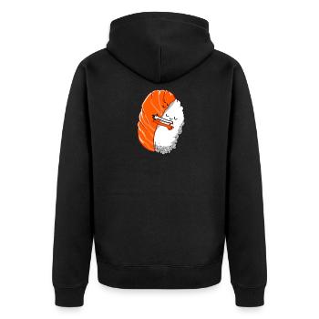 Sushi - Unisex Premium Bio Zip Hoodie - Schwarz - Hinten - Nico (187cm)