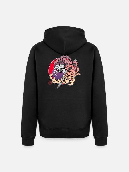 Daruma dans un chrysanthème - Veste à capuche bio Premium Unisexe - noir