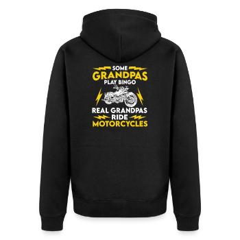 Motorrad Opa Geschenk - Unisex Premium Bio Zip Hoodie - Schwarz - Hinten - Nico (187cm)