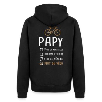 Papy cycliste fête des pères cadeau drôle vélo - Veste à capuche bio Premium Unisexe - noir - Dos - Nico (187cm)
