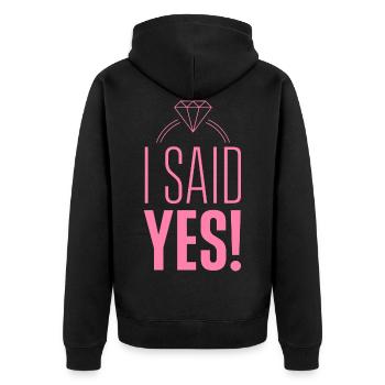 Ich habe Ja gesagt Verlobt Verlobter Verlobung - Unisex Premium Bio Zip Hoodie - Schwarz - Hinten - Nico (187cm)