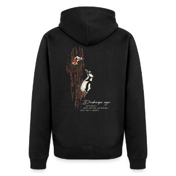 Buntspecht mit Jungen - Unisex Premium Bio Zip Hoodie - Schwarz - Hinten - Nico (187cm)