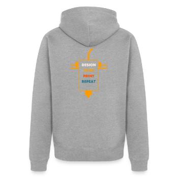 3D Druck - Unisex Premium Bio Zip Hoodie - Grau meliert - Hinten - Nico (187cm)