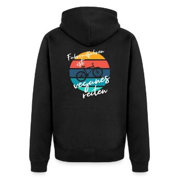 Fahrrad Vegan Reiten Retro - Unisex Premium Bio Zip Hoodie - Schwarz - Hinten - Nico (187cm)