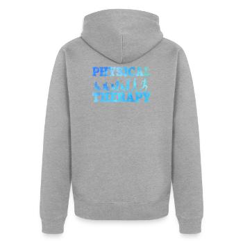 Physiotherapie - Unisex Premium Bio Zip Hoodie - Grau meliert - Hinten - Nico (187cm)