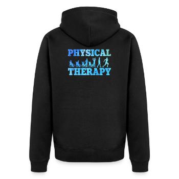Physiotherapie - Unisex Premium Bio Zip Hoodie - Schwarz - Hinten - Nico (187cm)