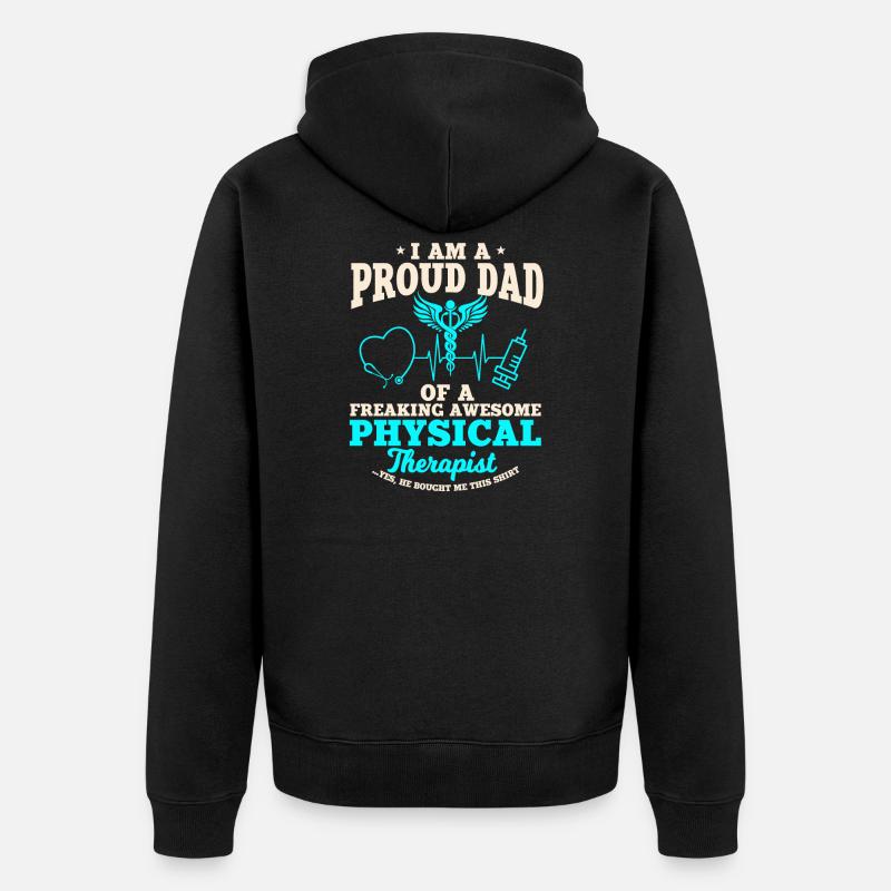 Papa eines Physiotherapeuten - Unisex Premium Bio Zip Hoodie - Schwarz