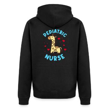 Kinderkrankenschwester Giraffe - Unisex Premium Bio Zip Hoodie - Schwarz - Hinten - Nico (187cm)