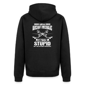 Funny airplane mechanic saying - Unisex Premium Organic Zip Hoodie - black - Back - Nico (187cm)