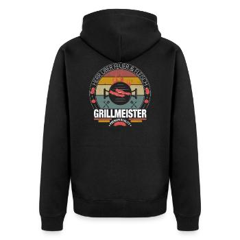 Grillmeister - Unisex Premium Bio Zip Hoodie - Schwarz - Hinten - Nico (187cm)