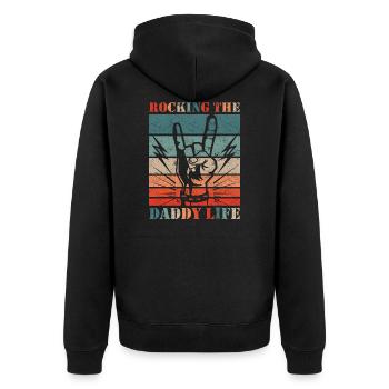Papa Vater Vatertag - Unisex Premium Bio Zip Hoodie - Schwarz - Hinten - Nico (187cm)