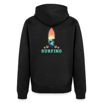 Surfen Wellenreiter Surfer - Unisex Premium Bio Zip Hoodie - Schwarz - Hinten - Nico (187cm)