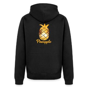 Ananas - Unisex Premium Bio Zip Hoodie - Schwarz - Hinten - Nico (187cm)