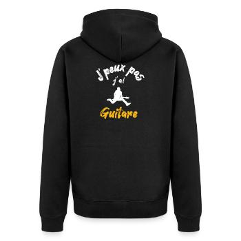 Je peux pas j'ai guitare, idée cadeau humour - Veste à capuche bio Premium Unisexe - noir - Dos - Nico (187cm)