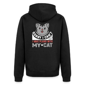 Cat Rental Cat Domestic Cat - Unisex Premium Organic Zip Hoodie - black - Back - Nico (187cm)