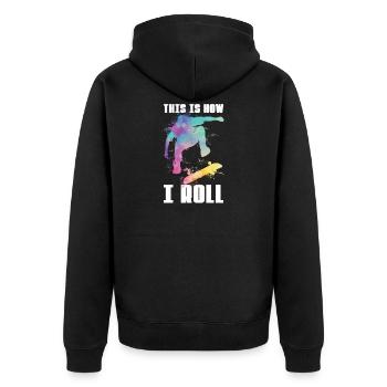 Skateboard Skateboarder Skater - Unisex Premium Bio Zip Hoodie - Schwarz - Hinten - Nico (187cm)