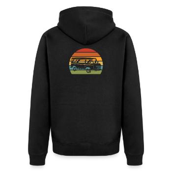 Retro Camper Bus Caravan Vintage Camper Bus - Veste à capuche bio Premium Unisexe - noir - Dos - Nico (187cm)