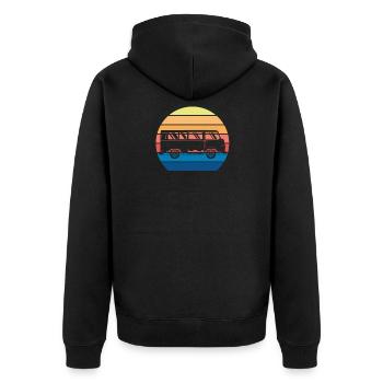 Retro Camper Bus Caravan Vintage Camper Bus - Unisex Premium Bio Zip Hoodie - Schwarz - Hinten - Nico (187cm)