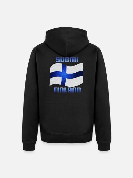 The flag of Finland / Blue Cross Flag - Premium økologisk unisex-hættejakke - sort