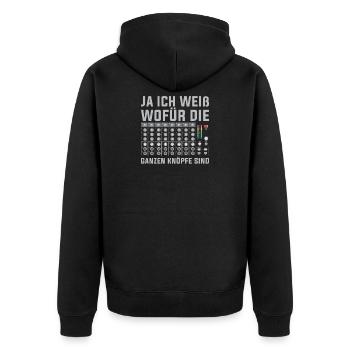 Tontechniker Sound Audio Engineer - Unisex Premium Bio Zip Hoodie - Schwarz - Hinten - Nico (187cm)
