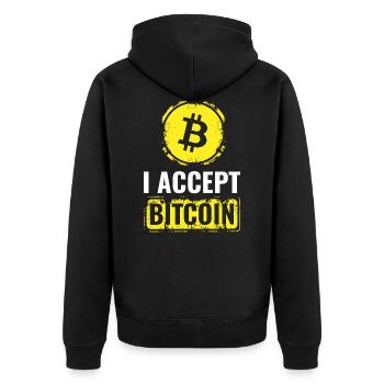 Bitcoin crypto-monnaie T-shirt - Veste à capuche bio Premium Unisexe - noir - Dos - Nico (187cm)
