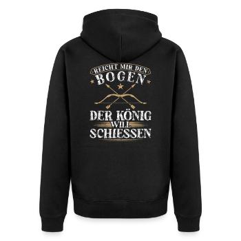 Reicht Mir Den Bogen König Will Schiessen - Unisex Premium Bio Zip Hoodie - Schwarz - Hinten - Nico (187cm)