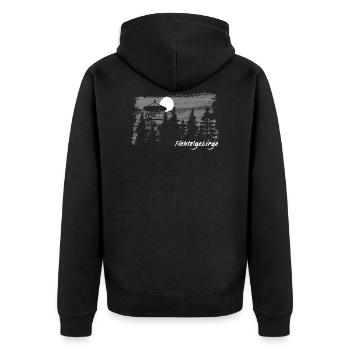 Fichtelgebirge Pinselstrich Waldstein - Unisex Premium Bio Zip Hoodie - Schwarz - Hinten - Nico (187cm)