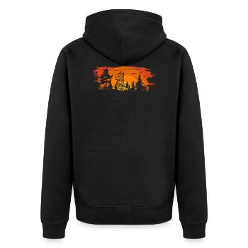 Sunrise Forest Rock Formation Fichtelgebirge - Unisex Premium Organic Zip Hoodie - black - Back - Nico (187cm)