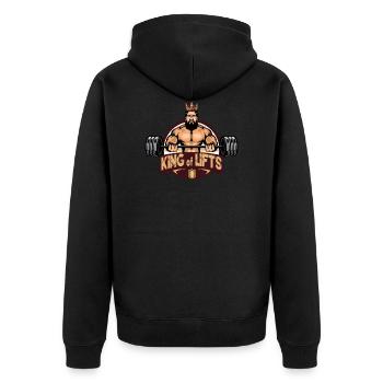 Kraftdreikampf Powerlifting Powerlifter - Unisex Premium Bio Zip Hoodie - Schwarz - Hinten - Nico (187cm)