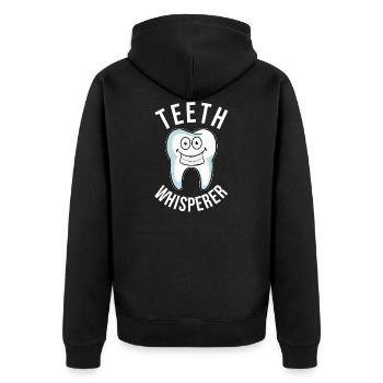 Zahnarzt Assistentin Zahnarzthelferin Zahnmedizin - Unisex Premium Bio Zip Hoodie - Schwarz - Hinten - Nico (187cm)