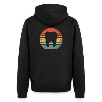 Zahnarzt Assistentin Zahnarzthelferin Zahnmedizin - Unisex Premium Bio Zip Hoodie - Schwarz - Hinten - Nico (187cm)