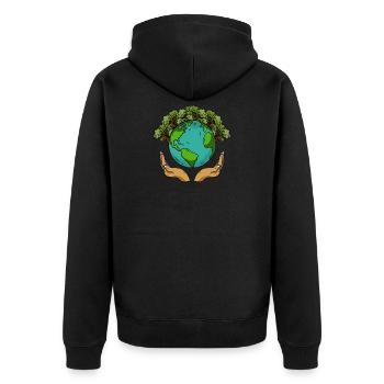 Changement climatique Lutte contre le changement climatique Réchauffement climatique Planète terre - Veste à capuche bio Premium Unisexe - noir - Dos - Nico (187cm)