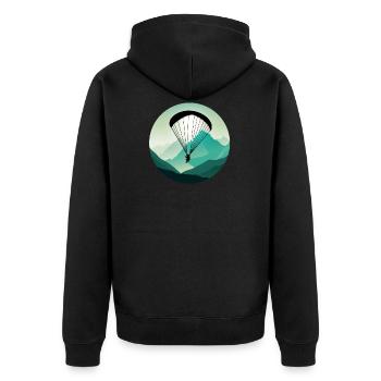 Paragleiter Gleitschirmfliegen Paragleiten - Unisex Premium Bio Zip Hoodie - Schwarz - Hinten - Nico (187cm)