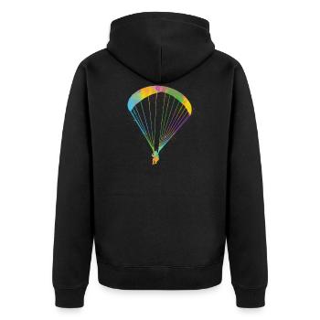 Paragleiter Gleitschirmfliegen Paragleiten - Unisex Premium Bio Zip Hoodie - Schwarz - Hinten - Nico (187cm)