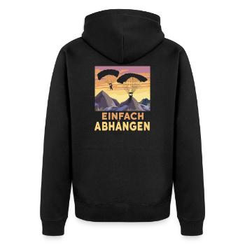 Paragleiter Gleitschirmfliegen Paragleiten - Unisex Premium Bio Zip Hoodie - Schwarz - Hinten - Nico (187cm)