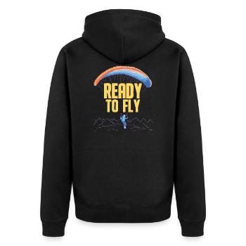 Paragleiter Gleitschirmfliegen Paragleiten - Unisex Premium Bio Zip Hoodie - Schwarz - Hinten - Nico (187cm)