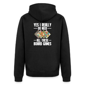 board game - Unisex Premium Organic Zip Hoodie - black - Back - Nico (187cm)