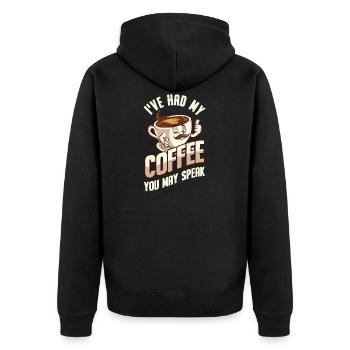 Kaffee Kaffeetrinker Kaffeeliebhaber - Unisex Premium Bio Zip Hoodie - Schwarz - Hinten - Nico (187cm)