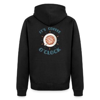 Kaffee Kaffeetrinker Kaffeeliebhaber - Unisex Premium Bio Zip Hoodie - Schwarz - Hinten - Nico (187cm)