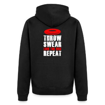 Frisbee Golf - Unisex Premium Bio Zip Hoodie - Schwarz - Hinten - Nico (187cm)