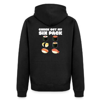 Sushi - Unisex Premium Bio Zip Hoodie - Schwarz - Hinten - Nico (187cm)