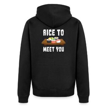 Sushi - Unisex Premium Bio Zip Hoodie - Schwarz - Hinten - Nico (187cm)