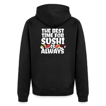 Sushi - Unisex Premium Bio Zip Hoodie - Schwarz - Hinten - Nico (187cm)