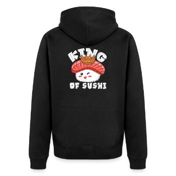 Sushi - Unisex Premium Bio Zip Hoodie - Schwarz - Hinten - Nico (187cm)