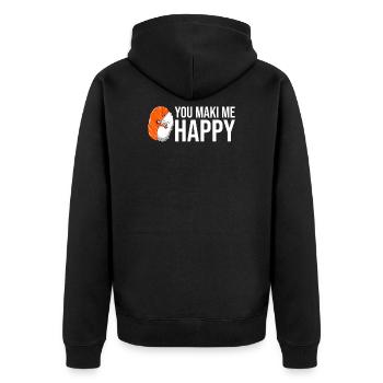 Sushi - Unisex Premium Bio Zip Hoodie - Schwarz - Hinten - Nico (187cm)