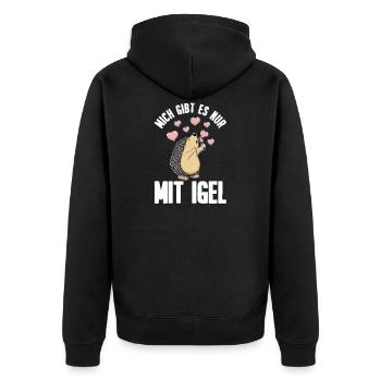 Igel - Unisex Premium Bio Zip Hoodie - Schwarz - Hinten - Nico (187cm)