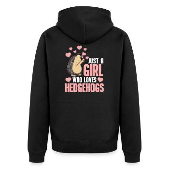 Hedgehog - Unisex Premium Organic Zip Hoodie - black - Back - Nico (187cm)