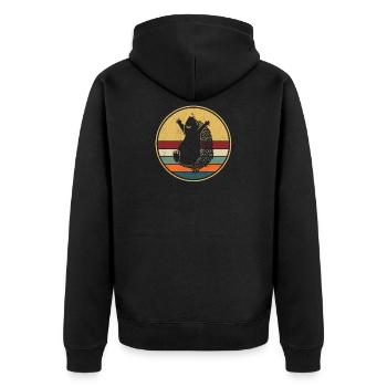 Retro Igel Vintage Stacheligel - Unisex Premium Bio Zip Hoodie - Schwarz - Hinten - Nico (187cm)