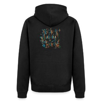 Aloha Geschenk - Unisex Premium Bio Zip Hoodie - Schwarz - Hinten - Nico (187cm)