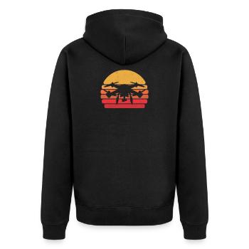 Retro Drone Drone Pilot Vintage Quadcopter - Unisex Premium Organic Zip Hoodie - black - Back - Nico (187cm)